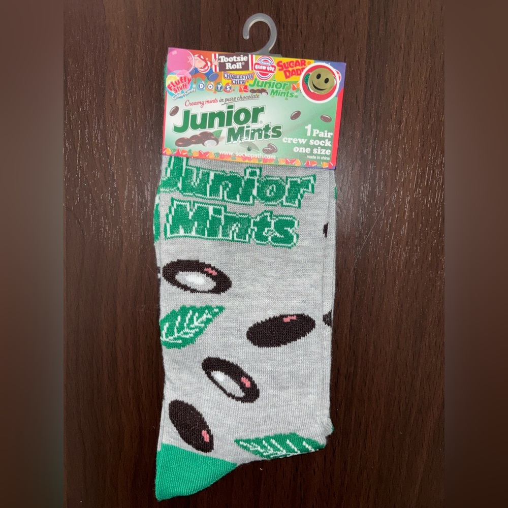 JUNIOR MINTS NOVELTY CREW SOCKS NWT MEN’S SHOE SIZE 8-12